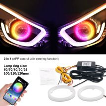2/4PCS RGB Angel Eyes Halo Ringe Lichter mit Blinker APP Bluetooth LED Motorrad Retrofit DRL auto Scheinwerfer 12V 24V