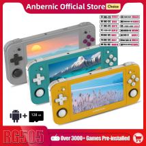 PRzenośna konsola do gier ANBERNIC RG505 Android 12 Unisoc Tiger T618 Wbudowany 128G Wstępnie załadowany 3172 Gry 4,95-calowy ekran OLED
