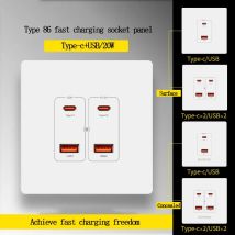 20 W superschnelles USB-USB-Panel mit verdeckter Wand, Typ C2, 4 Anschlüsse, Schnellladebuchse, eingebetteter 86-Typ, oberflächenmontiert