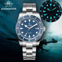 ADDIESDIVE Orologio analogico da uomo di lusso BGW9 Lunetta in ceramica luminosa Orologio da sub in vetro a specchio a bolle 200m Orologi al quarzo AD2068