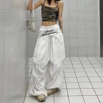 Damen-Hip-Hop-Hose, amerikanische Streetwear, mehrlagige Hose mit weitem Bein, atmungsaktive Sommer-Cargohose für Tanz- und Straßenmode