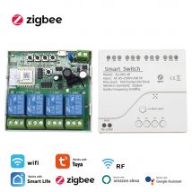 4CH Zigbee Tuya Smart Home Relay Module 85-250V Relay AC DC 7-32V 85-250V Works Alexa Google Assistant Smart Light Switch