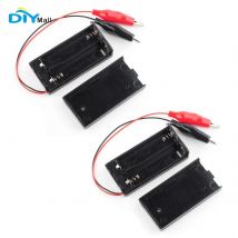 2PCS 3V Battery Holder Storage Case with Alligator Clip for 2PCS 1.5V AA Battery Wired with ON/Off Switch Battery Box
