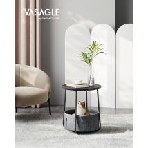 VASAGLE Beistelltisch, rund, Couchtisch, mit Korb aus Stoff, Ø45 cm, modern