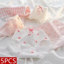 5 Teile/satz Weiche Baumwolle Höschen Für Frauen Nette Mädchen Slips Weibliche Mittlere Taille Unterwäsche Dessous Unterhose Sexy Dessous Shorts