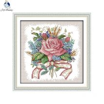 Joy Sunday A Bunch of flowers Patterns DIY Hand Cross Stitch Kits Printed Canvas DMC Counted 11CT 14CT Embroidery Needlework