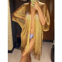 Sexy Mode Helle Seide Sonnencreme Schal Gold Silber Glänzende Schals Für Frauen Spitze Quaste Party Abendkleid Schal