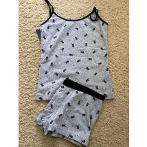 Bawełniane szorty z nadrukiem czaszek 2-częściowy zestaw damski Letnie wąskie podkoszulki z prostymi krótkimi spodniami Vintage Szare domowe zestawy piżam