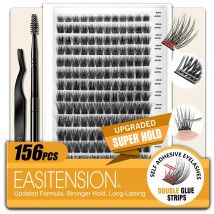 EASITENSION Kein Kleber erforderlich, selbstklebende Cluster-Wimpern, selbstklebende Cluster-Wimpernverlängerung, wiederverwendbare, kleberfreie Wimpern
