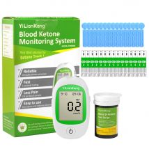 Kit misuratore di cétono nel sangue per test dietetico Keto - Kit completo di test di cétono con monitor di cétono e 15 strisce Keto, dispositivo di lancio
