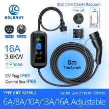 Kolanky 16A 3.6KW EV Charger Timer Tuya APP tipo 2 IEC-62169 spina Standard Set tempo di ricarica per auto ibride per veicoli elettrici 5M