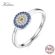 KALETINE Lucky Evil Eye 925 Sterling Silber Ring Charm Runder Blauer Kristall Fingerringe für Frauen Geschenk für Mädchen Türkei Schmuck