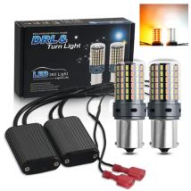 2 pz LED P21W 1156 BA15S PY21W BAU15S Canbus nessun errore 7440 W21W T20 per auto DRL indicatore di direzione Dual Color Dual Mode Switchback