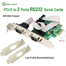 IOCREST PCI Express 2 Ports Serielle RS232 Com db9 Controllerkarte PCI-e 1,0 x 1 WCH382-Chip mit Low-Profile-Halterung