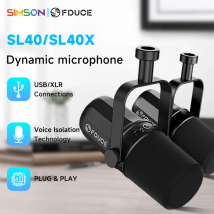 FDUCE SL40X/SL40 Microfono dinamico USB/XLR con uscita auricolare integrata e isolamento acustico, per podcast, giochi, trasmissione in diretta