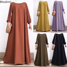 2026 Muslimische bescheidene Abayas für Frauen Langarm Casual Maxikleid Ramadan Kaftan Robe islamische Kleidung Eid Party Jalabiya Kaftan