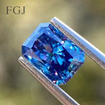 Moissanit-Edelstein, Saphirblau, Asscher-Schliff, im Labor gezüchtete Diamant-Charms, fortschrittliches Schmuckherstellungsmaterial mit GRA-Zertifikat