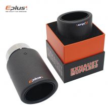 EPLUS Car Matte  Carbon Fiber Muffler Tip Exhaust System Pipe Mufflers Nozzle Universal Crimping Stainless Black