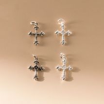 100% Real Sterling 925 Silver Accaccessories Rose and Cross Charm Pendant For Bracelets and Necklaces Diy Material for Jewelry