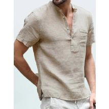 Summer New Men's Short-Sleeved T-shirt Cotton and Linen Led Casual Men's T-shirt Shirt Male  Breathable S-3XL
