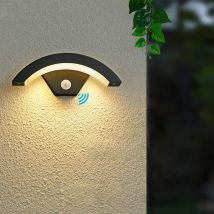 Lampada da parete moderna con sensore di movimento da 24 W, lampada da parete a luce nera calda da 3000 K, lampada da esterno per corridoi, giardini