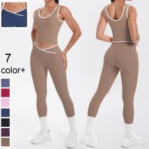 2PCS Einfarbig Backless Yoga Weste Lauf Leggings Hosen Set Hohe Taille Kreuz Pfirsich Gesäß Yoga Hosen Fitness Sport anzug