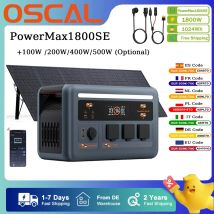 Estación de Energía Portátil OSCAL PowerMax1800SE 1800W 1024Wh Lifepo4, Generador Solar + Panel Solar de 100W/200W/400W/500W Opcional