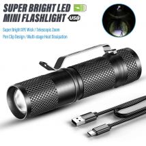 Mini torcia a LED super luminosa Torcia ricaricabile Lampada da lavoro portatile Luce da campeggio esterna con stoppino XPE ad alta luminosità