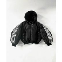 Hip-Hop-Trend Harajuku gestreifter lockerer Reißverschlussmantel Warme, mit Baumwolle gefütterte Jacke Neue Street Fashion Persönlichkeit Herren Winterjacke