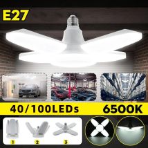 Lampadina LED pieghevole a forma di ventaglio E27 AC220V/110V Deformazione per plafoniera domestica Magazzino e garage Lampadina bianca Light6500K