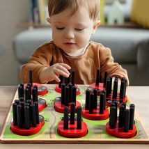 Hölzernes Marienkäfer-Stabzählspiel, Montessori-Mathe-Spielzeug für Kleinkinder, die Zahlen lernen, passendes sensorisches Lernspielzeug