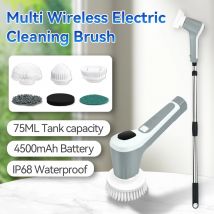 Multi Electric Cleaning Brush Waterproof 8-in-1 Electric Spin Cleaning Scrubber Kitchen  Bathroom Floor Household Clean Tools