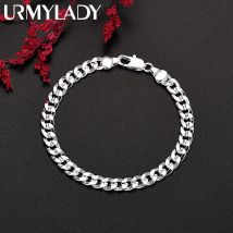 Nuovi braccialetti a catena originali in argento sterling 925 da 7 mm per uomo donna, gioielli di moda di lusso, regali per feste di nozze