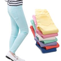 Pantaloni a matita per ragazze di 3-12 anni Leggings elastici per bambini 2024 nuovi leggings per bambini slim fit jeans imitazione tinta unita