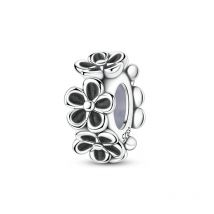 925 Sterling Silver Charms Bead CZ Zircon Flower Fixed Clip Dangle Fit Original Bracelet DIY Women Jewelry Gift