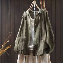 Frauen Casual Mit Kapuze Hemd Neue Ankunft 2025, Frühling Vintage Stil Polka Dot Print Lose Weibliche Lange Hülse Baumwolle Tops Shirts M499