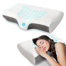 Good Nite Cuscino per il dolore al collo con memory foam Cuscino ortopedico per il supporto del collo per dormire laterale, 60x36x13/10 cm