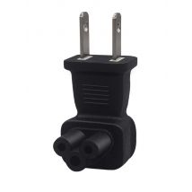 Black Right Angle US to IEC320 C5 Power Converter American China 2 Pin to C5 Receptacle clover leaf Female Power Adapter Plug