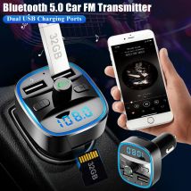 T25 LED MP3 Car Bluetooth FM Audio Receiver Hands-Free Bluetooth 5.0 Transmitter DC5V 2.4A MAX Dual USB Car Charger Adapter