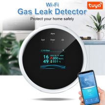 Tuya Wifi rilevatore di perdite di Gas allarme Gas combustibile schermo a colori Display temperatura Smart Life APP per cucina Villa magazzino
