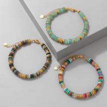 Handmade Natural Stone Quartz Crystal Bracelet Flat Spacer Beads Bracelets Adjustable for Women Men Jewelry Friendship Gift