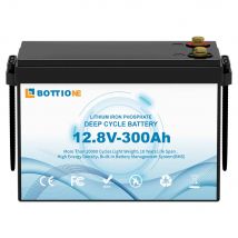 Batteria al litio BOTTIONE Lifepo4 da 12,8 V 175 Ah 300 Ah con sistema di energia solare BMS con caricabatterie