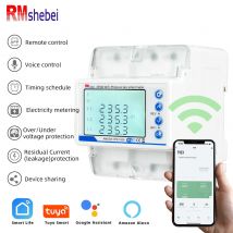 RMshebei Tuya Smart WiFi Circuit Breaker Three-phase 4P100A Timing Switch Two-way Metering Three-phase Unbalanced Stability