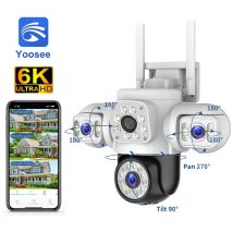 Yoosee 6K 12MP 3 Lens 3 Screens WiFi PTZ IP Camera Outdoor Waterproof Auto Tracking Color Night Vision Security Camera System