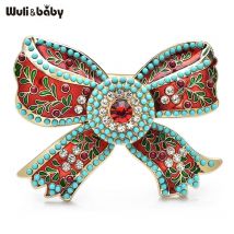 Wuli&baby Vintage Große Emaille Bowknot Broschen Für Frauen Dame Schöne Neue Jahr Knoten Party Büro Brosche Pins Geschenke