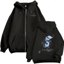 Twilight Saga Vampire Robert Pattinson Edward Cullen and Bella Zipper Hoodie Men Women's Casual Vintage Oversized Zip Up Jacket