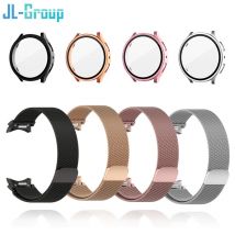 Metallarmband für Samsung Galaxy Watch 5 6 7 40 mm 44 mm Band mit Displayschutzfolie Hard Case Magnetschlaufe Schnellinstallationsarmband