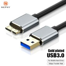 Vergoldetes USB 3.0-zu-Micro-B-Kabel, Festplatte, 5 Gbit/s, Datenübertragung, Schnellladekabel für Samsung Toshiba WD Seagate HDD SSD