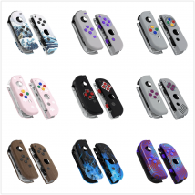 eXtremeRate Custodia a conchiglia per controller con motivi personalizzati con set completo di pulsanti per interruttore NS JoyCon e Joycon OLED - venature del legno