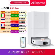 Robot aspirador JONR P20 Pro con función de fregona y fregona de elevación, estación de limpieza todo en uno de 8000Pa, limpieza de bordes, aire caliente seco